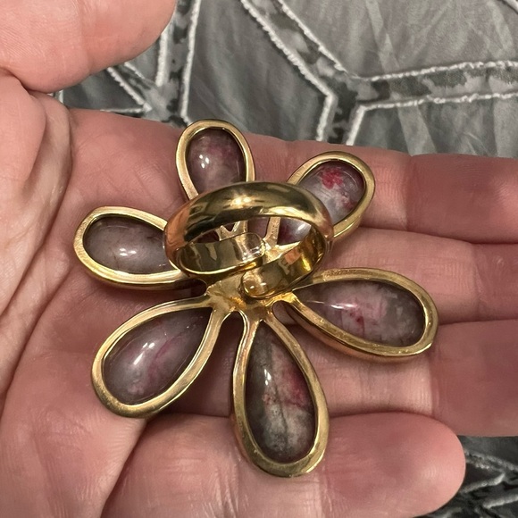 Strawberry quartz agate statement flower alchemia ring - Picture 3 of 4